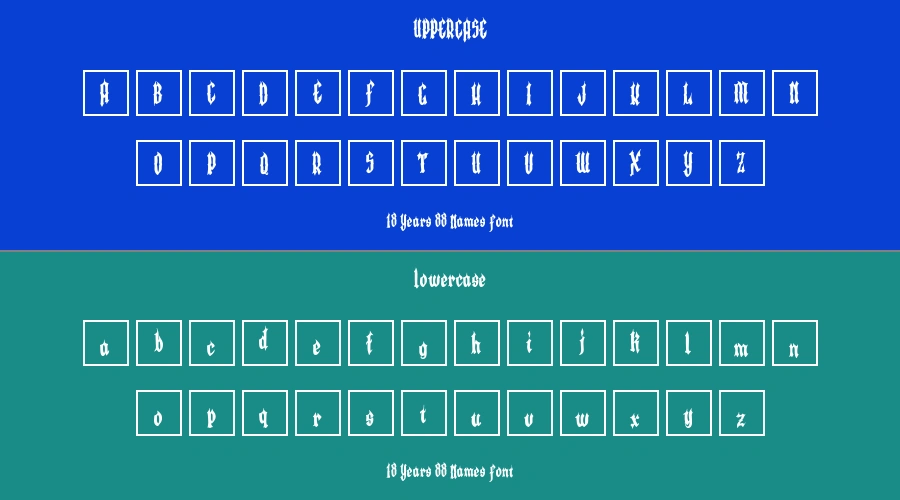 18 Years 88 Names Font Preview