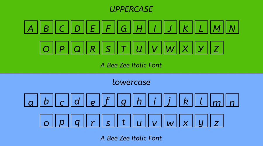 A Bee Zee Italic Font Preview