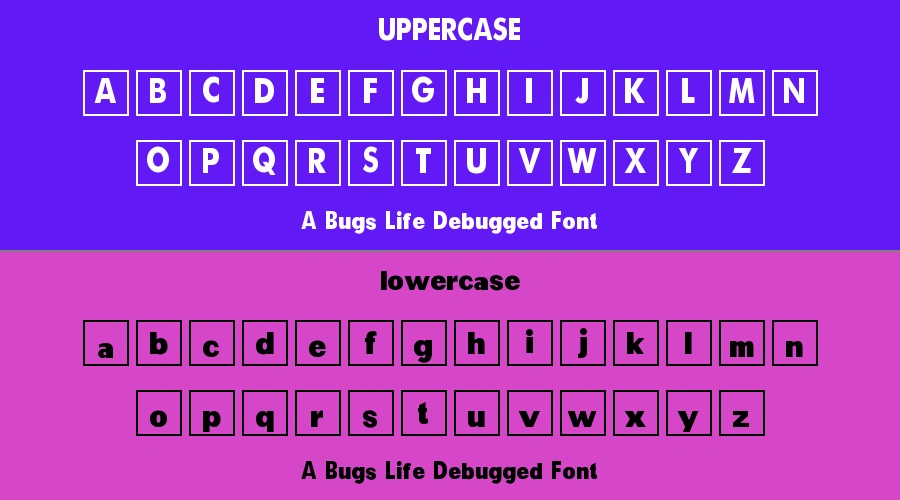 A Bugs Life Debugged Font Preview