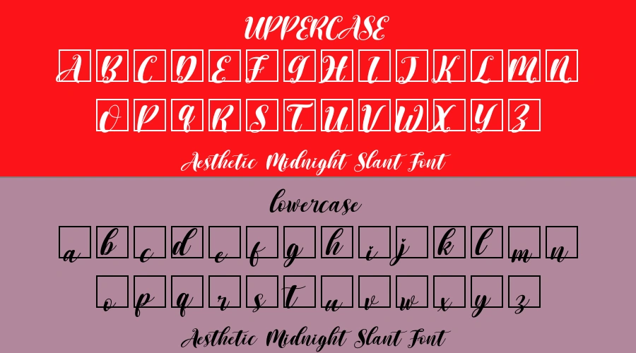 Aesthetic Midnight Slant Font Preview