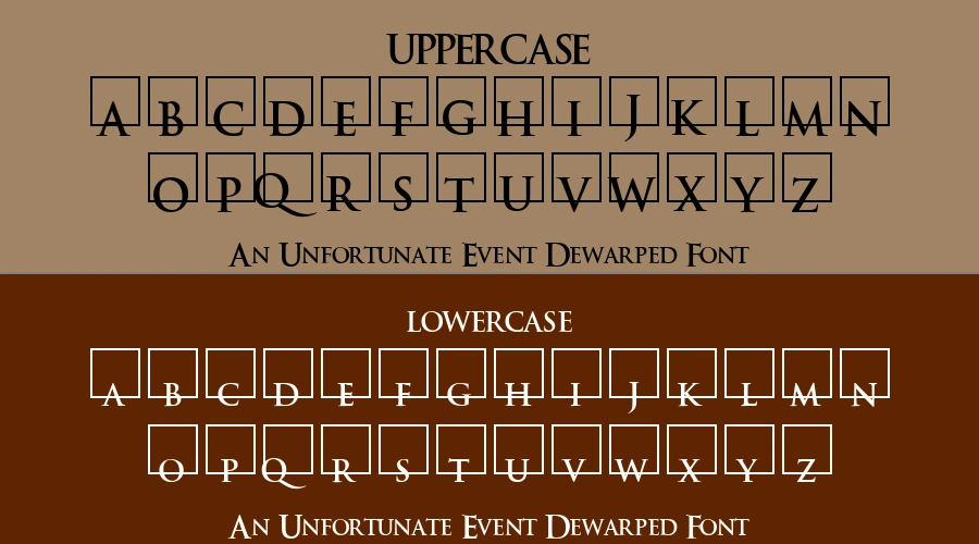 An Unfortunate Event Dewarped Font Preview