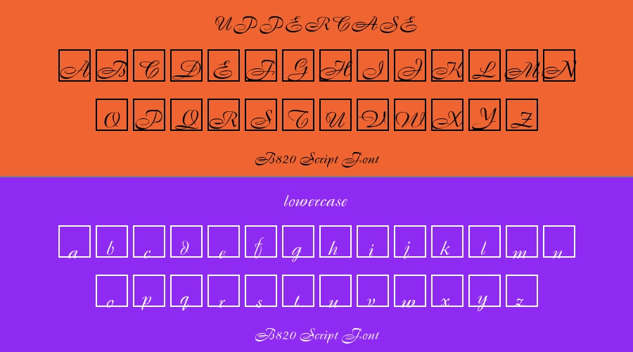 B820 Script Font Preview