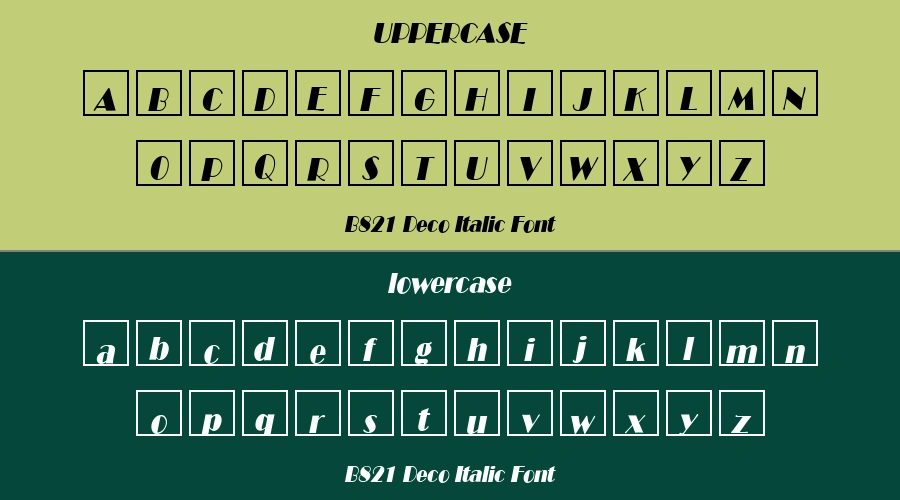 B821 Deco Italic Font Preview