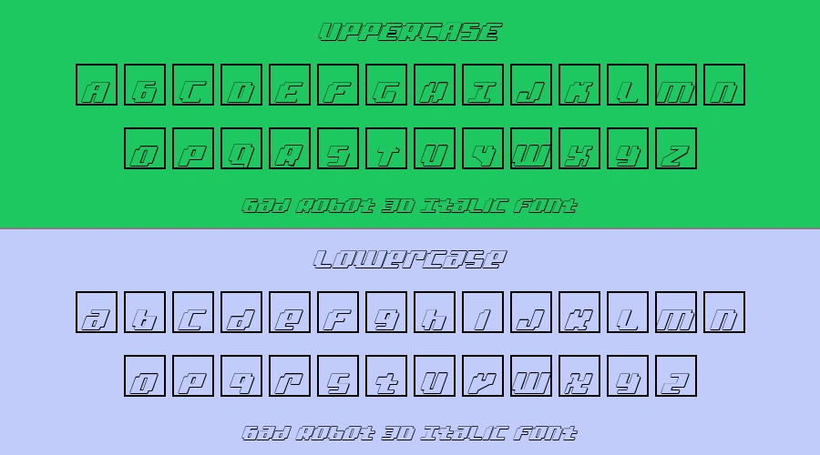 Bad Robot 3D Italic Font Preview