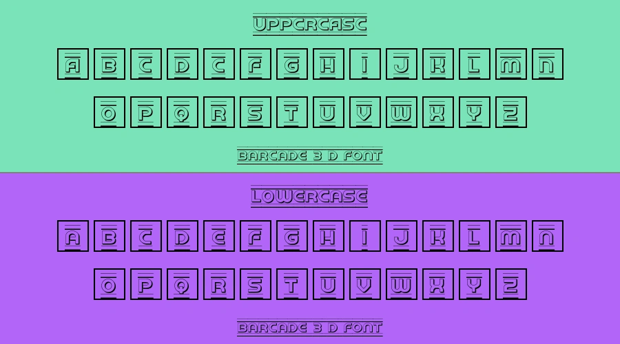 Barcade 3 D Font Preview