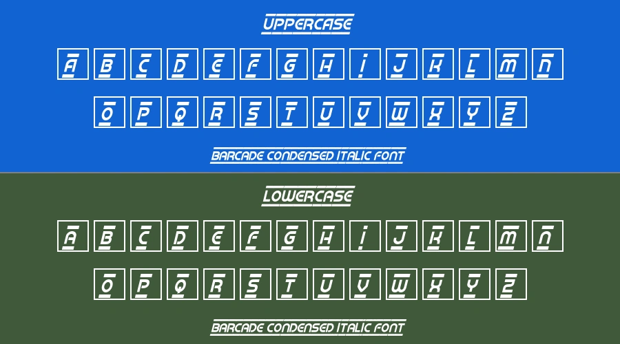 Barcade Condensed Italic Font Preview