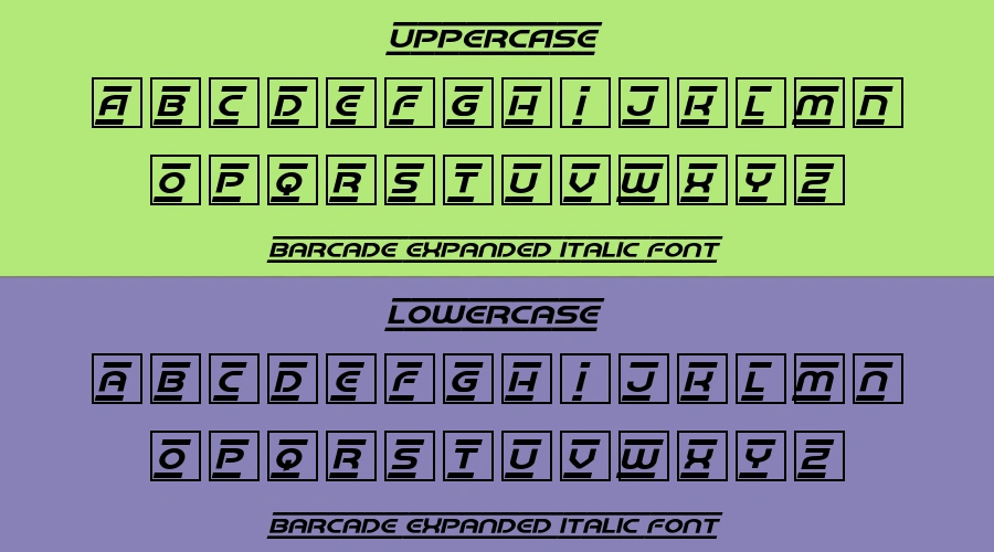 Barcade Expanded Italic Font Preview