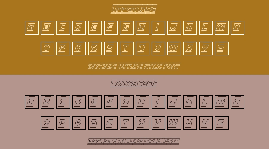 Barcade Outline Italic Font Preview