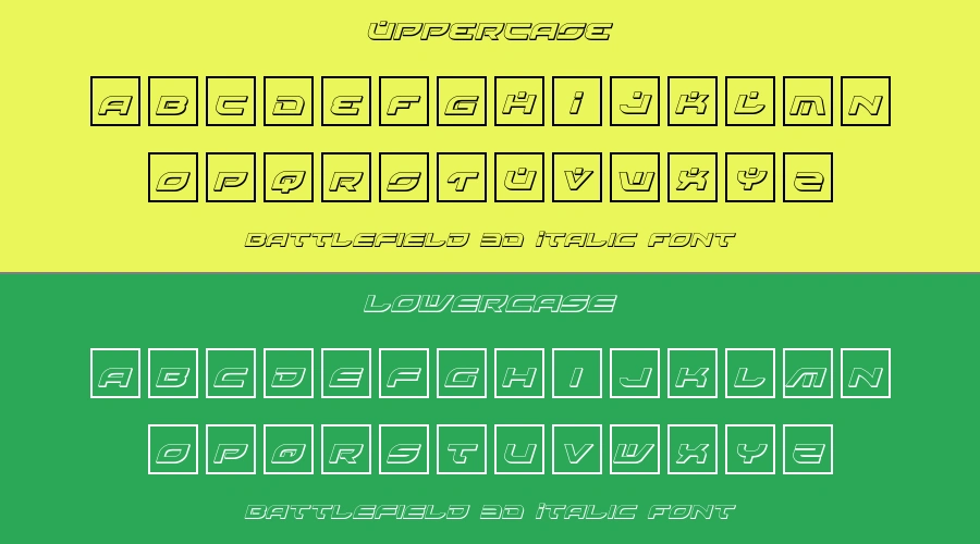 Battlefield 3D Italic Font Preview