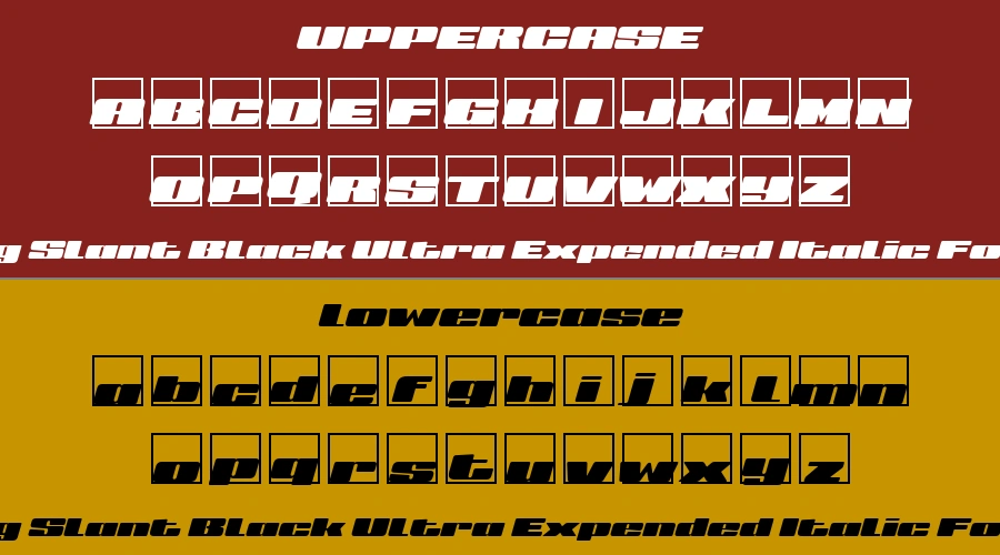 Big Slant Black Ultra Expended Italic Font Preview
