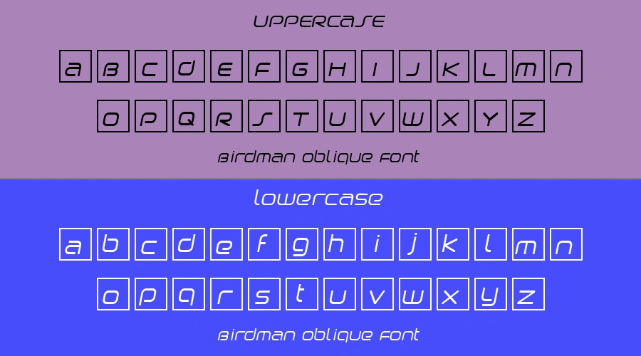 Birdman Oblique Font Preview