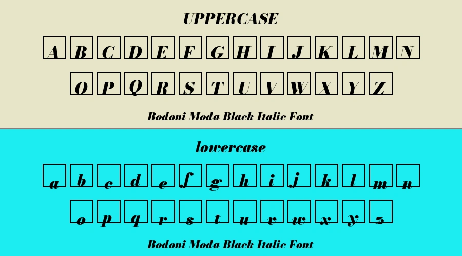 Bodoni Moda Black Italic Font Preview