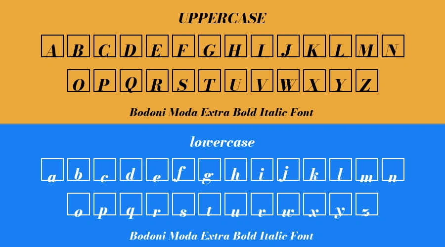Bodoni Moda Extra Bold Italic Font Preview