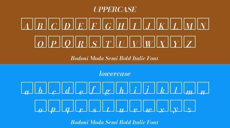 Bodoni Moda Semi Bold Italic Font Preview