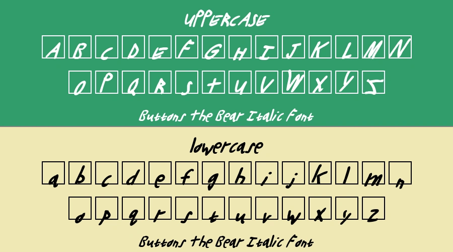Buttons The Bear Italic Font Preview