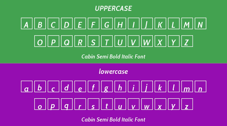 Cabin Semi Bold Italic Font Preview