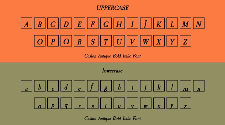 Caslon Antique Bold Italic Font Preview