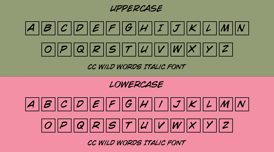 CC Wild Words Italic Font Preview