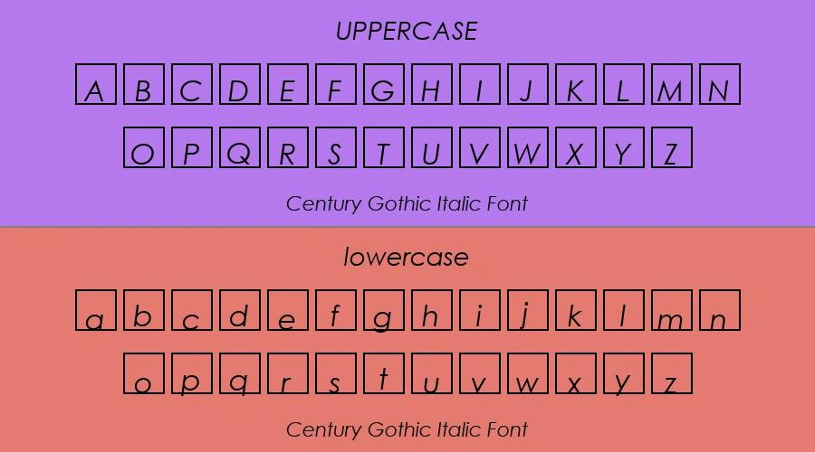 Century Gothic Italic Font Preview