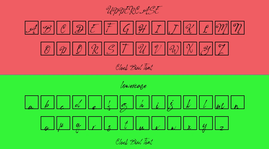 Clock Bird Font Preview