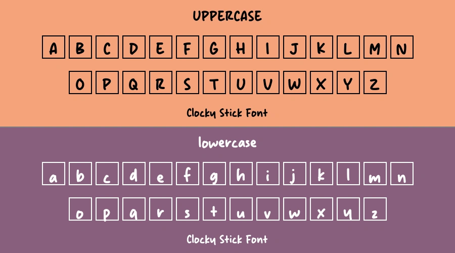 Clocky Stick Font Preview