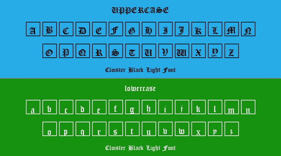 Cloister Black Light Font Preview