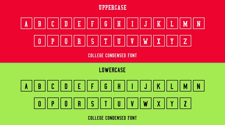 College Condensed Font Preview