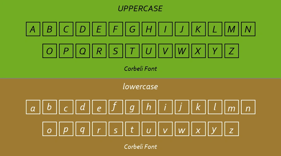 Corbeli Font Preview