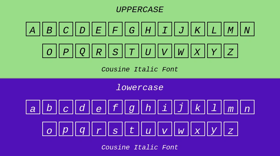 Cousine Italic Font Preview