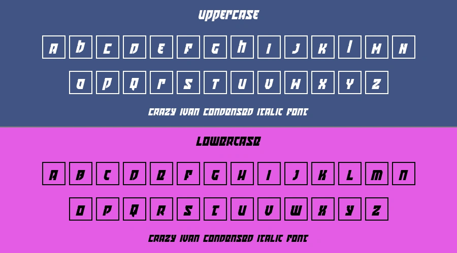 Crazy Ivan Condensed Italic Font Preview