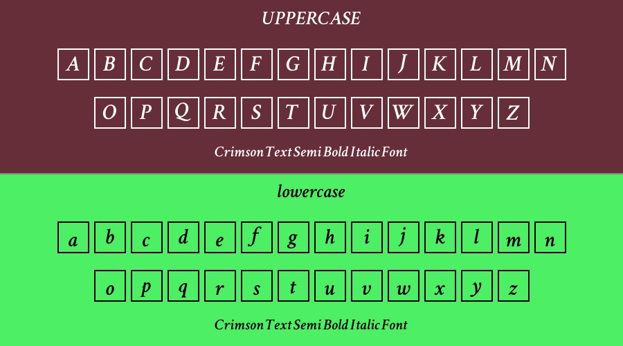 Crimson Text Semi Bold Italic Font Preview