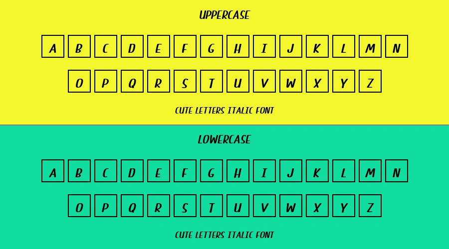 Cute Letters Italic Font Preview