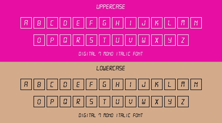 Digital 7 Mono Italic Font Preview