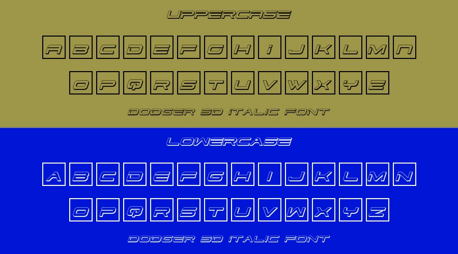 Dodger 3D Italic Font Preview