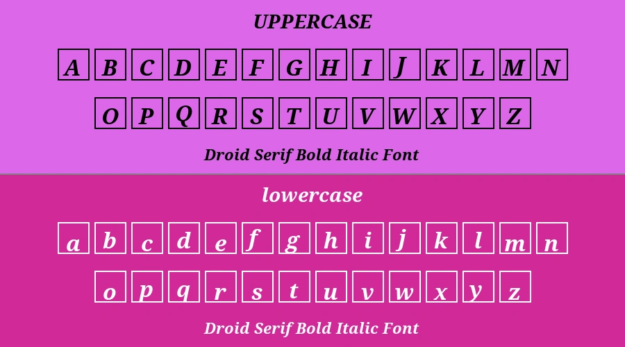 Droid Serif Bold Italic Font Preview