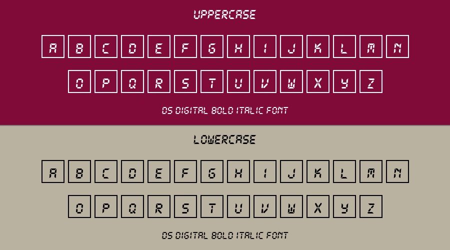 Ds Digital Bold Italic Font Preview