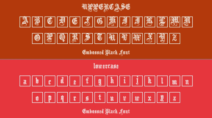 Embossed Black Font Preview
