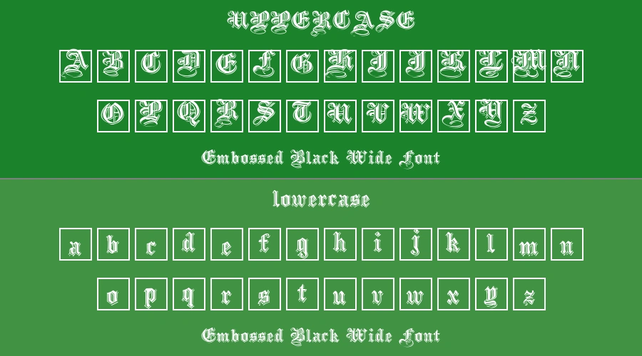 Embossed Black Wide Font Preview
