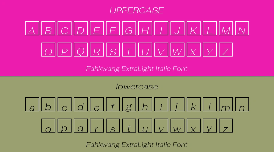 Fahkwang ExtraLight Italic Font Preview