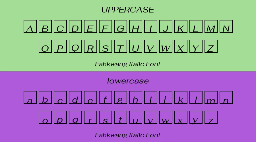 Fahkwang Italic Font Preview