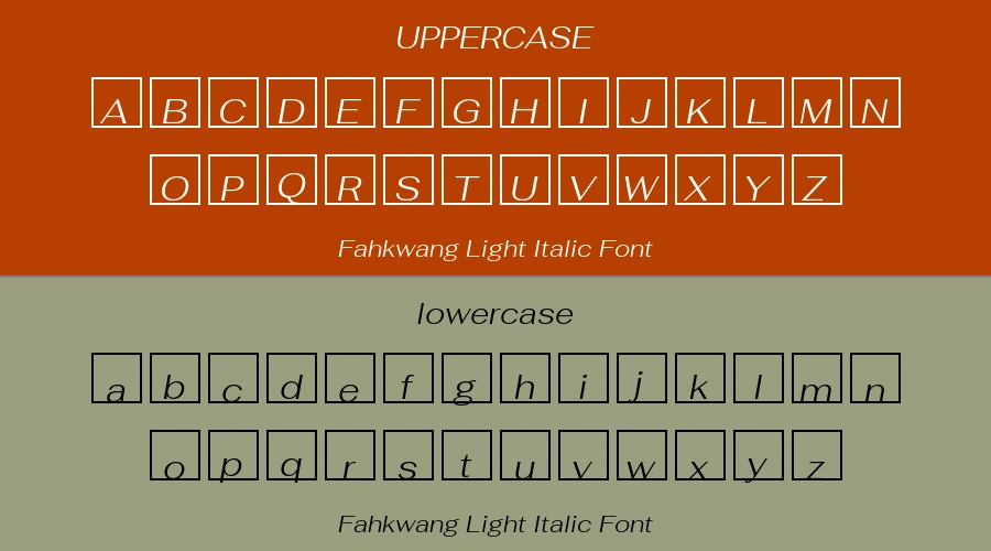 Fahkwang Light Italic Font Preview