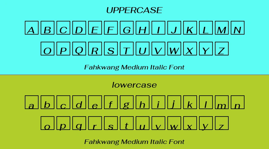 Fahkwang Medium Italic Font Preview