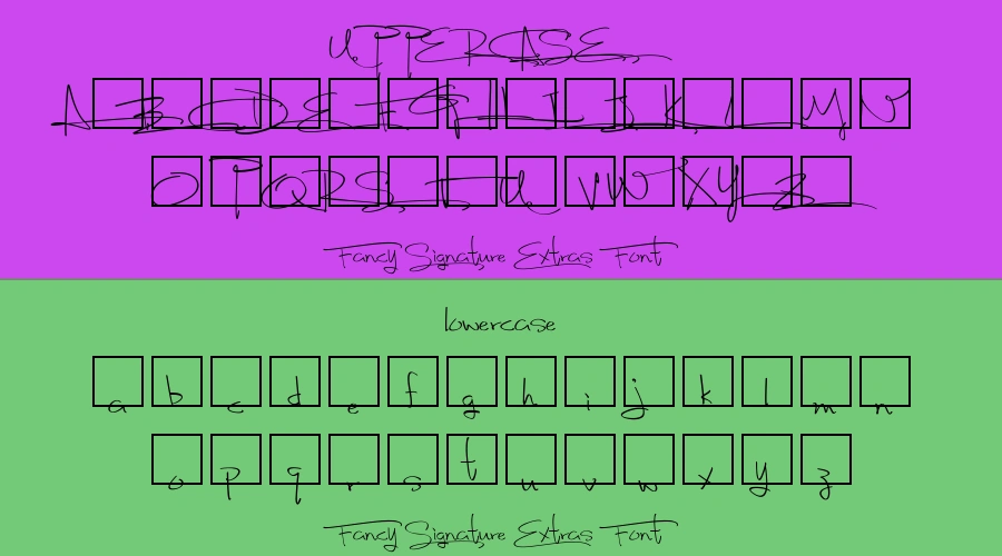 Fancy Signature Extras Font Preview