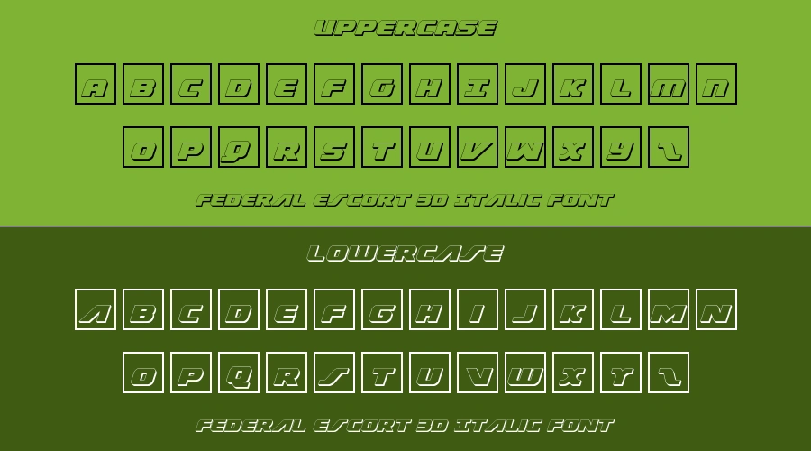 Federal Escort 3D Italic Font Preview