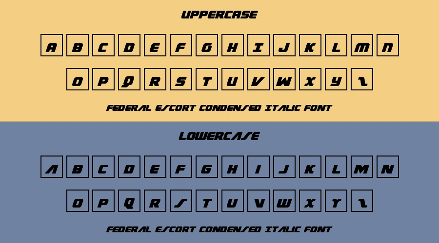 Federal Escort Condensed Italic Font Preview