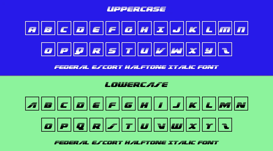 Federal Escort Halftone Italic Font Preview