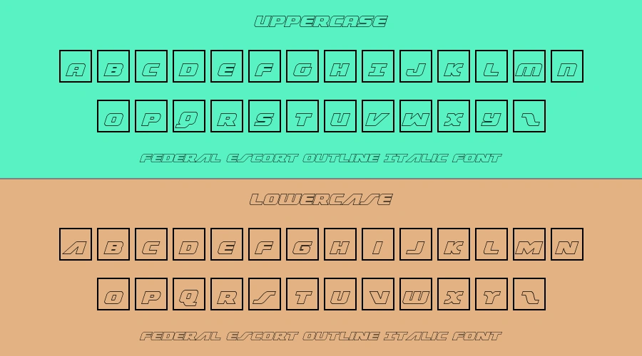 Federal Escort Outline Italic Font Preview