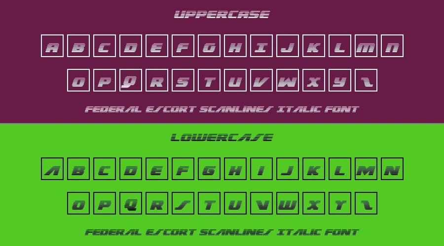 Federal Escort Scanlines Italic Font Preview