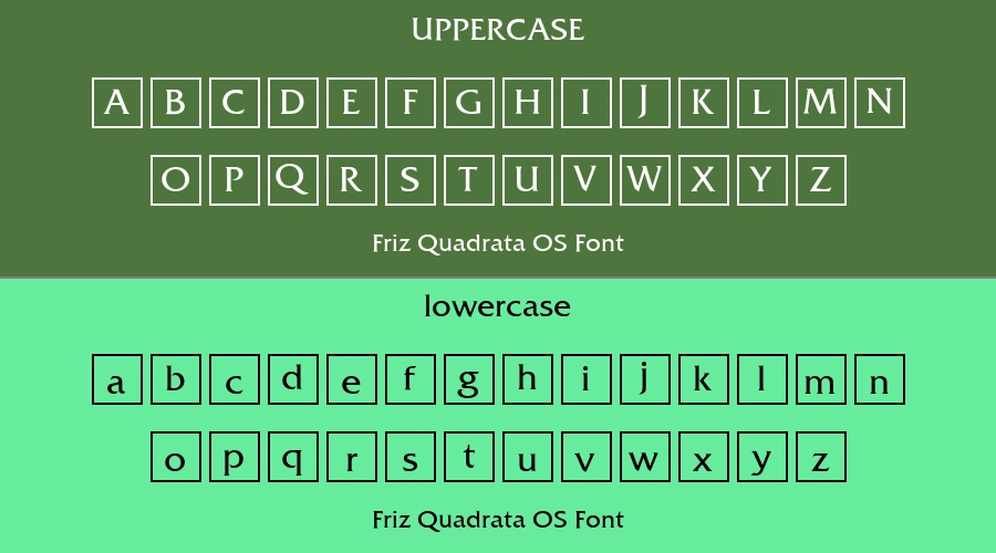 Friz Quadrata OS Font Preview