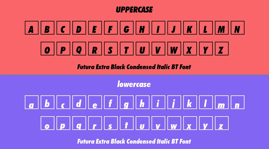 Futura Extra Black Condensed Italic BT Font Preview